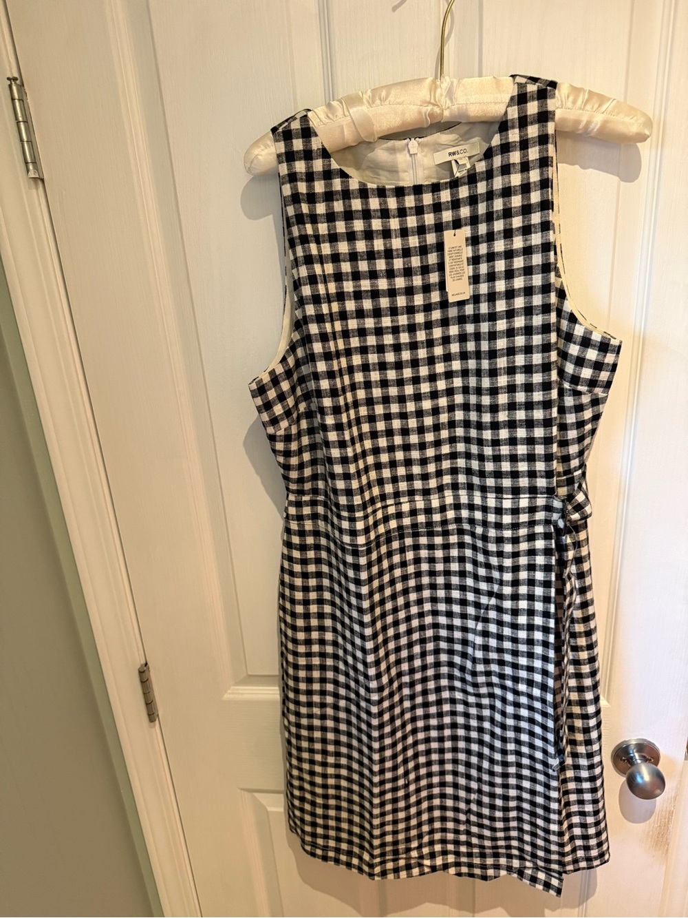 RW&CO. Black and White Gingham Tie-Waist Mini Dress BNWT - Picture 3 of 5